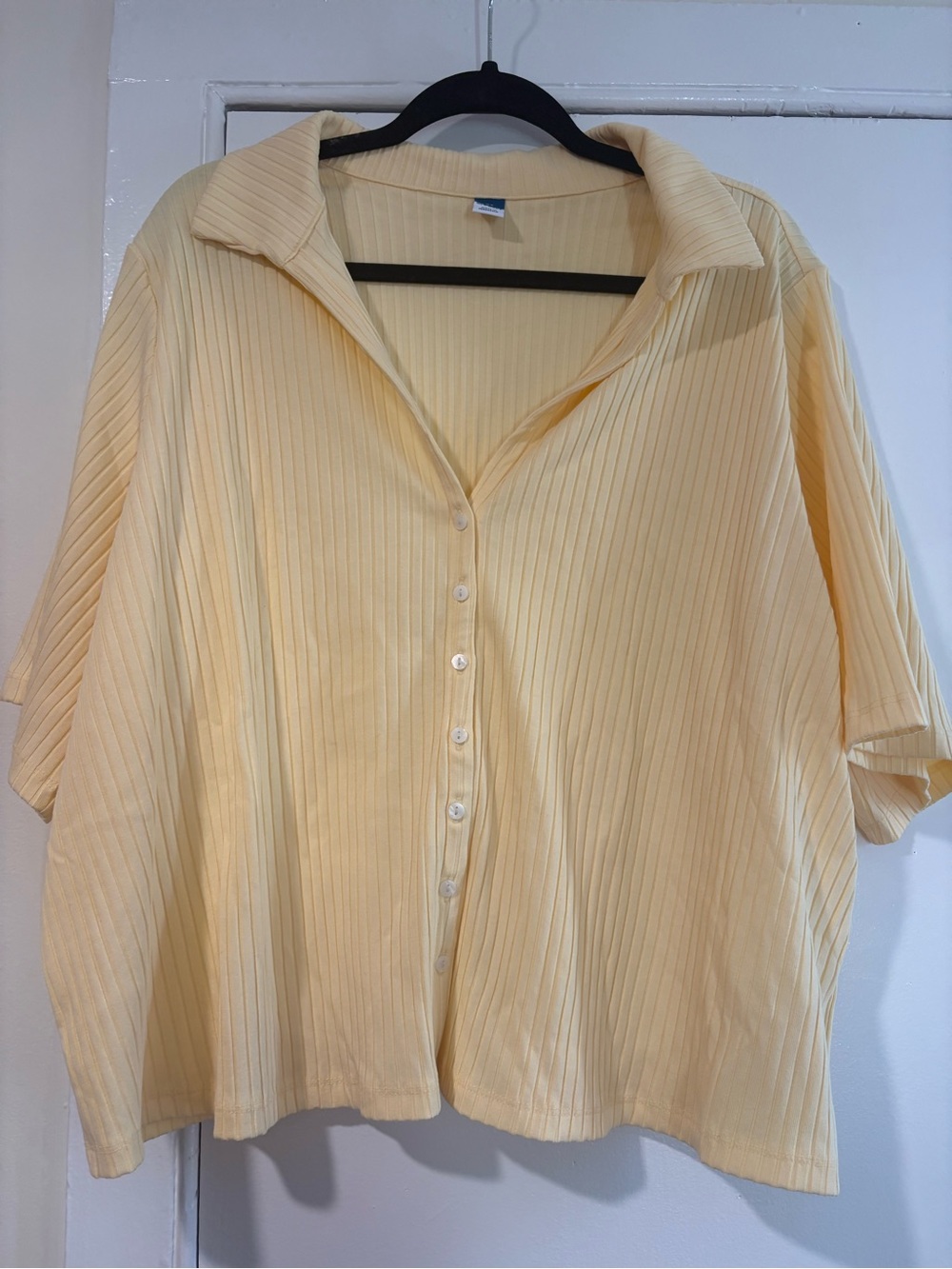 yellow cropped old navy button down